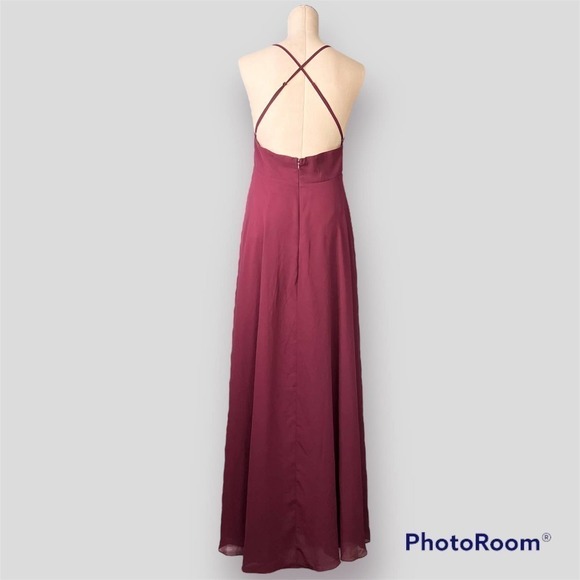 LULUS Dreamy Romance Burgundy Backless Spaghetti Strap Maxi Dress Women's Size L - Picture 9 of 16